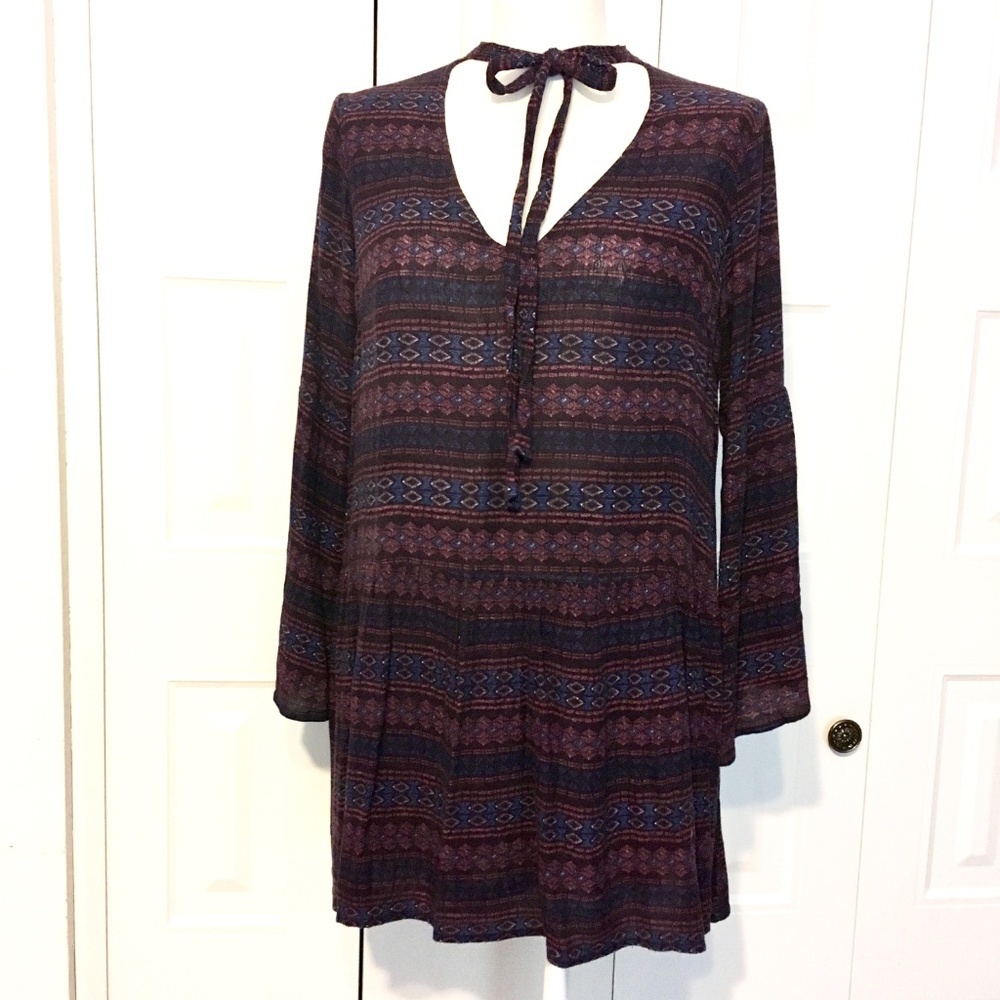 LUSH Boho southwestern print bell sleeve tunic